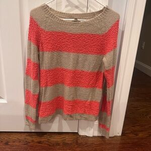LC Lauren Conrad Coral and Tan Striped Sweater